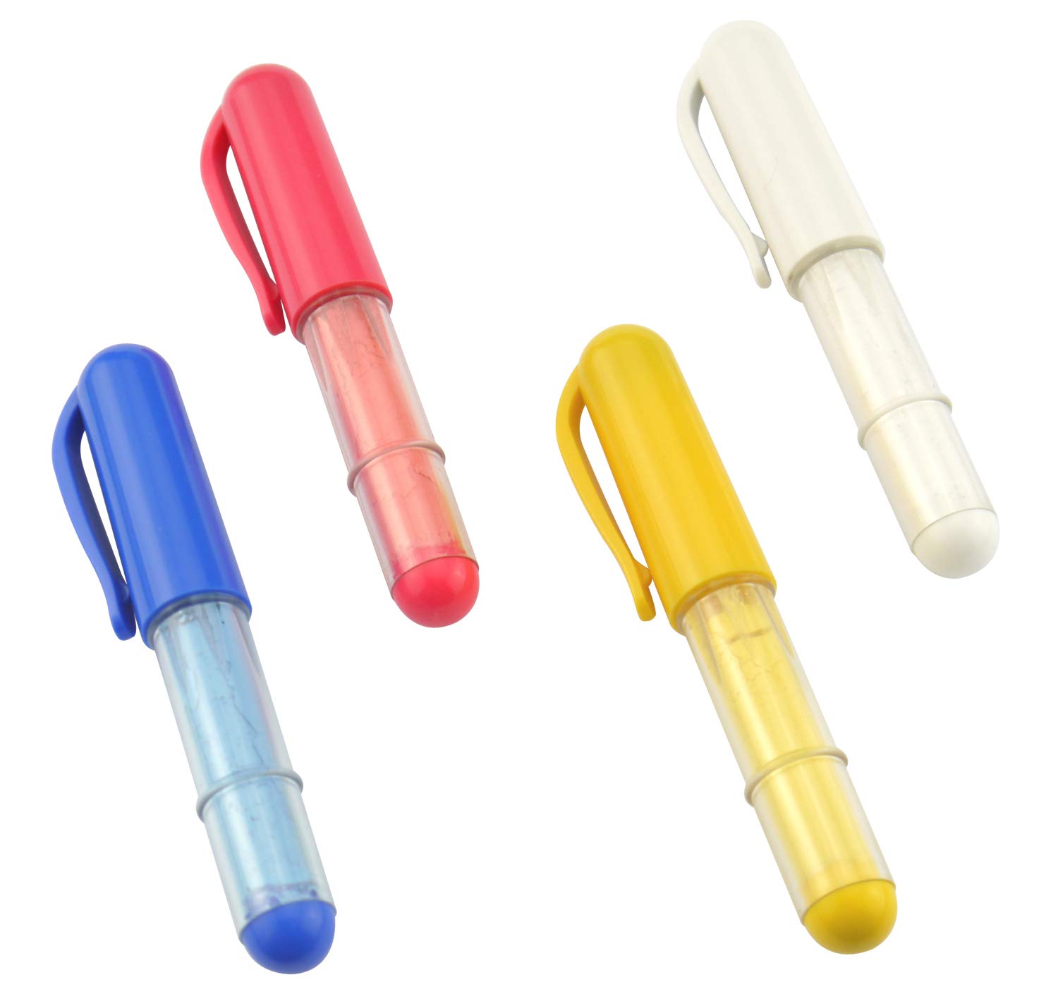 DREAMSTITCH 4-Color Chaco Chalk Liner Pens - Needle Felting & Sewing Marking Tools (White, Red, Blue, Yellow) - Perfect for Fabric Marking, Quilting, and Craft Projects