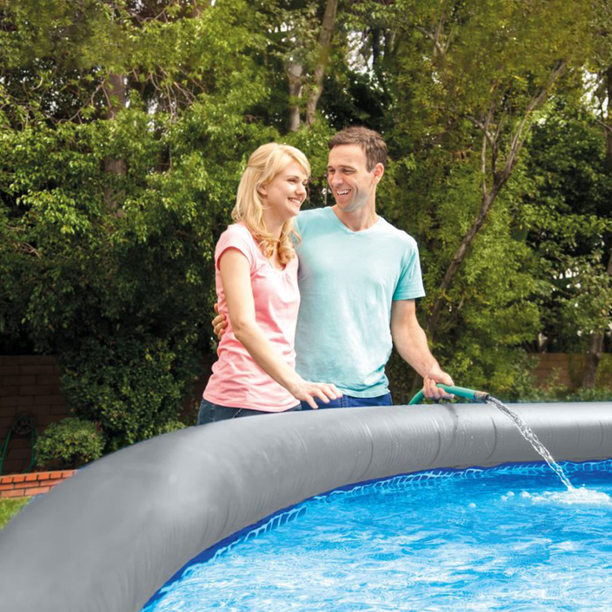 INTEX Inflatable Above-Ground Swimming Pool - 15ft x 48in Easy Set with Filter Pump & Ladder | Family Backyard Fun, Summer Outdoor Activities, Kids Water Play