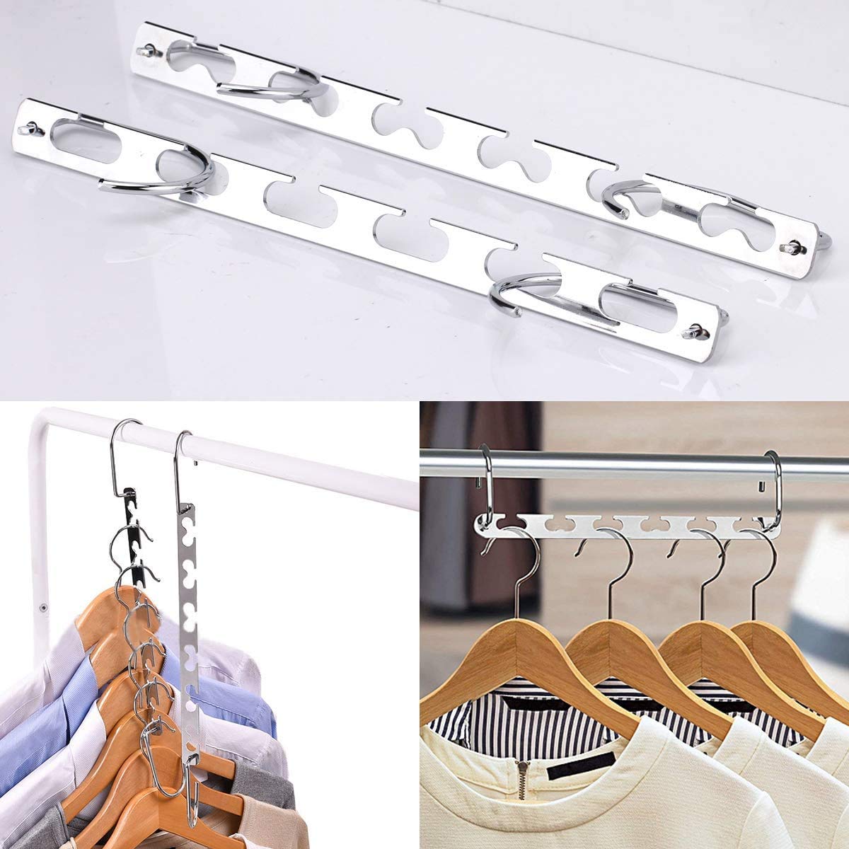 6-Pack Magic Hangers - Space Saving Closet Organizer with Upgraded Hooks for Clothes, Pants & Coats | Durable & Portable Wardrobe Storage Solution | Perfect for Small Closets, Dorm Rooms & Travel