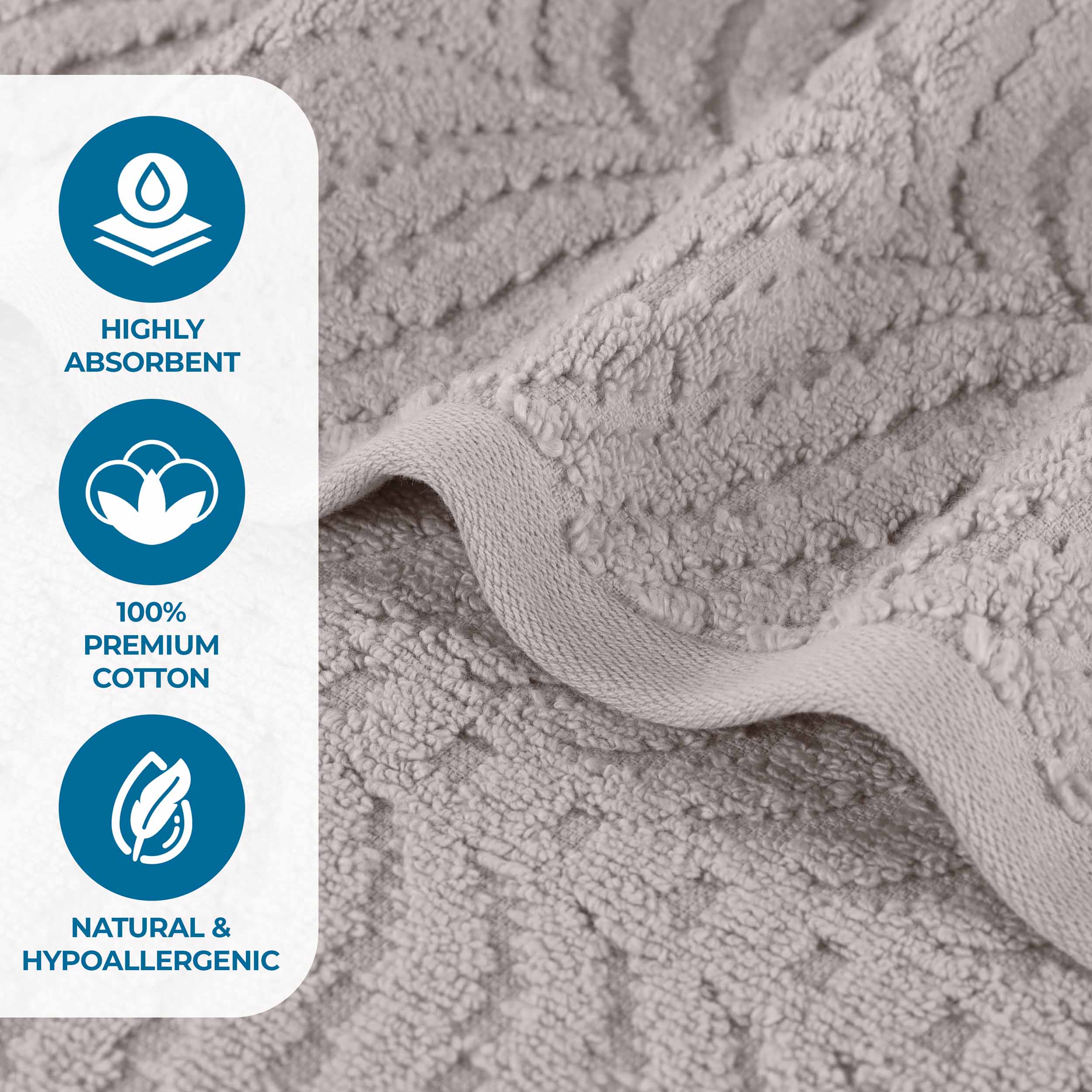 Premium 8-Piece Zero Twist Cotton Towel Set - Solid & Jacquard Chevron Design for Bath, Spa, and Luxury Home Decor