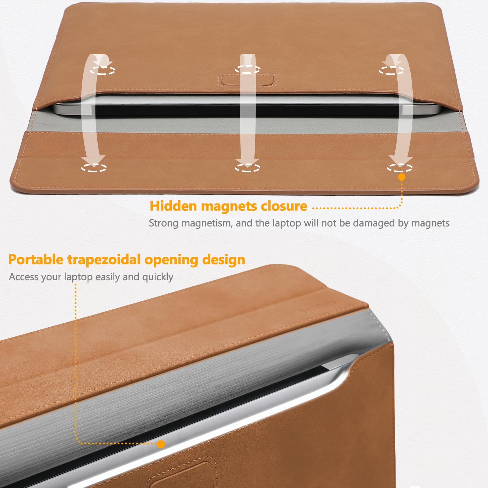 Premium 15-16 Inch Laptop Sleeve with Stand - Compatible with MacBook Pro 16 M4/M3/M2/M1 (2024-2019), Dell XPS 15, MacBook Pro 15 (2015-2012), Samsung Galaxy Book Flex/Pro 15 - Durable Brown Protective Case for Work, Travel & School