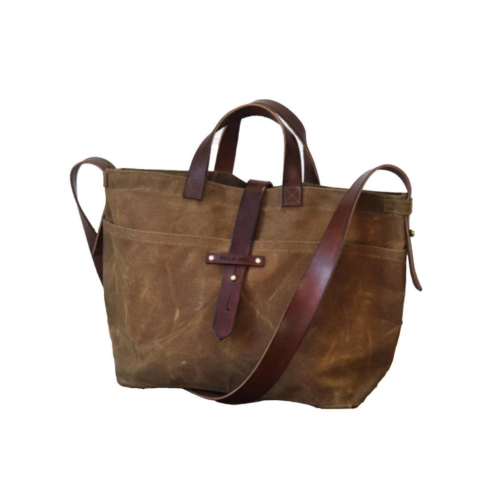 Durable Waxed Canvas Peg and Awl Tote Bag - Waterproof & Stylish Carryall for Work, Travel, and Everyday Use