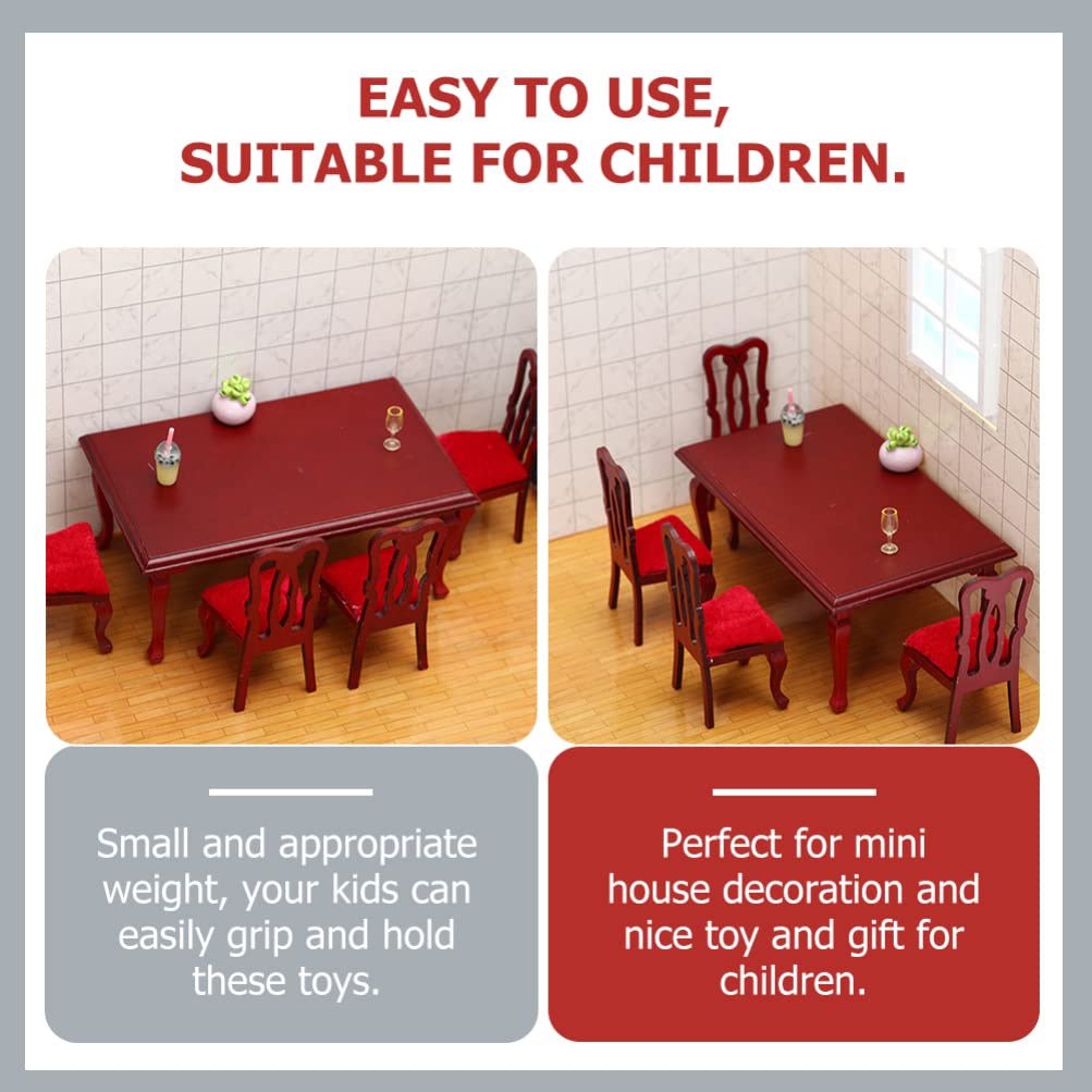 Toddmomy Wooden Dollhouse Furniture Set - Miniature Dining Table & Chairs for Dollhouse Accessories & Fairy Gardens - Perfect for Kids' Pretend Play & Room Decor