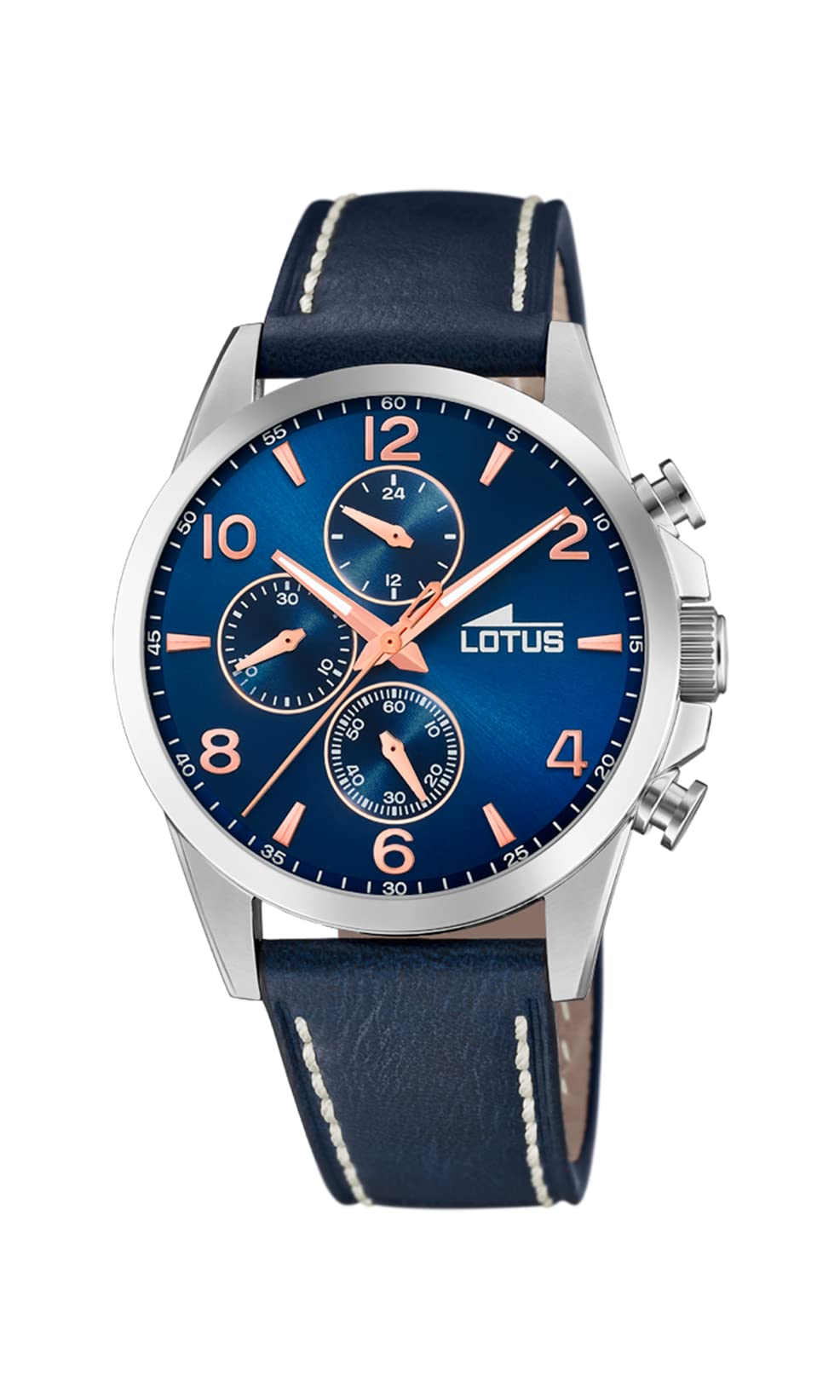 Men's Lotus Chronograph Quartz Watch with Genuine Leather Strap - Water Resistant Dress Watch for Business, Formal & Casual Wear - Model 18630/2