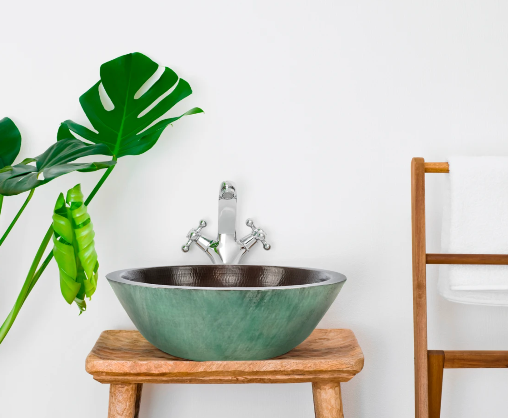 Round Verde Copper Vessel Sink - Handcrafted Bathroom Basin with Antique Patina Finish | Perfect for Modern Farmhouse, Rustic Bathroom & Luxury Powder Room Decor