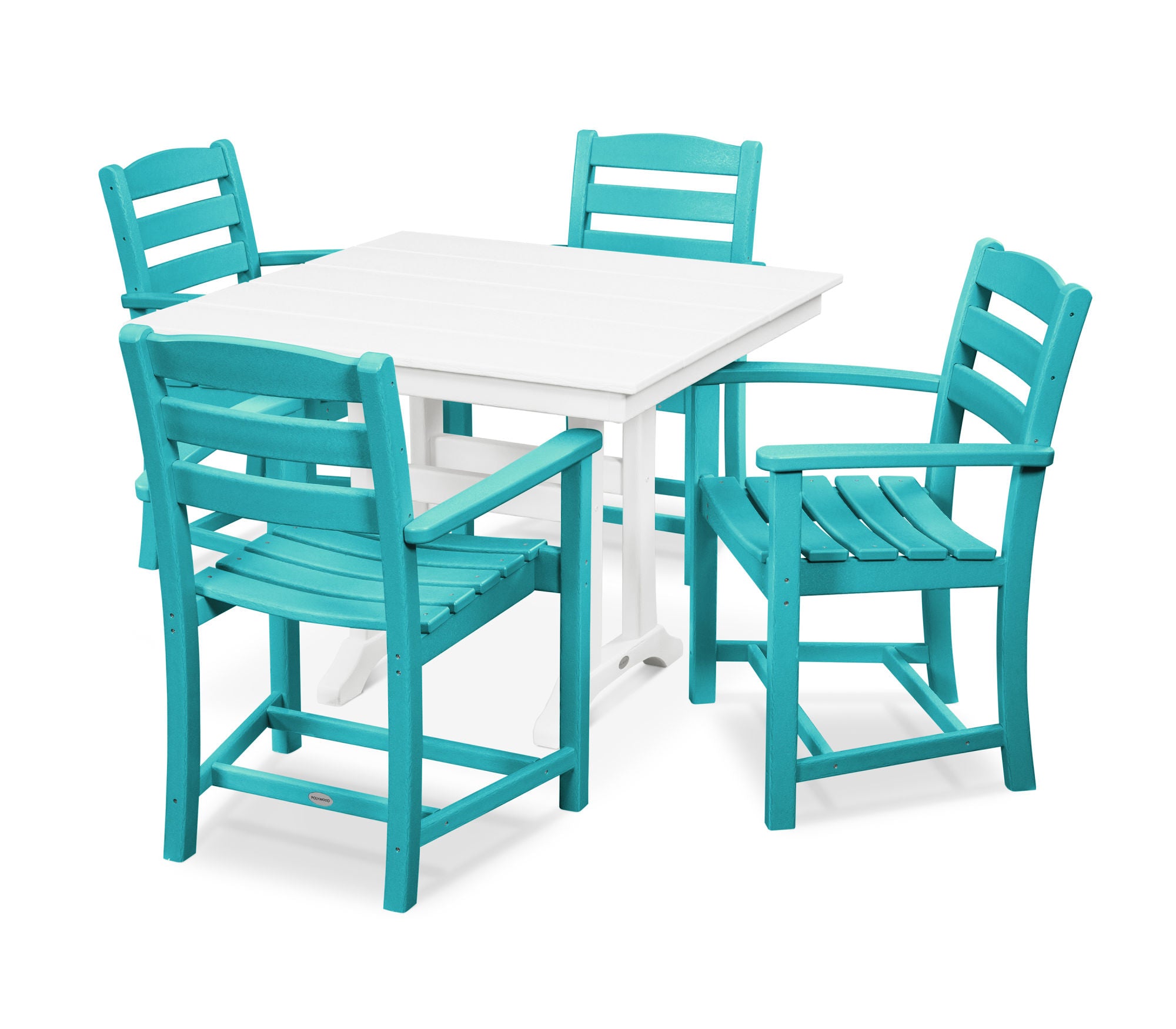 POLYWOOD La Casa Café 5-Piece Farmhouse Dining Set with Trestle Arm Chairs - Outdoor/Indoor Patio Furniture for Backyard, Garden & Kitchen Use