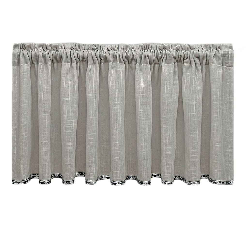 BAXIXINGYUNMU Boho Pompom Tassel Window Curtain - Pastoral Thick Half Window Valance with Rod Pocket for Living Room, Bedroom & Kitchen Decor