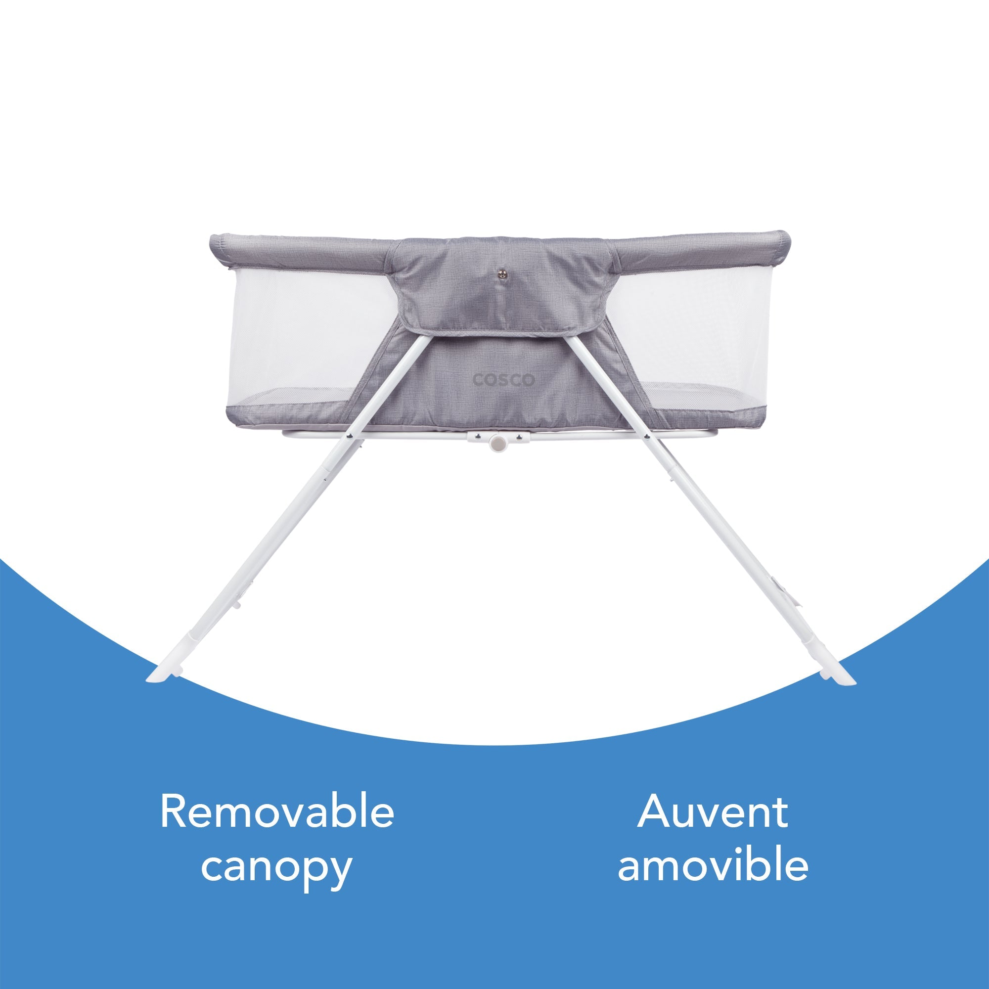 Cosco Sleep Spot Bassinet - Portable Baby Crib with Breathable Mesh Sides, Lightweight & Compact Design for Nursery, Travel, and On-the-Go Parents (Tranquil Grey)