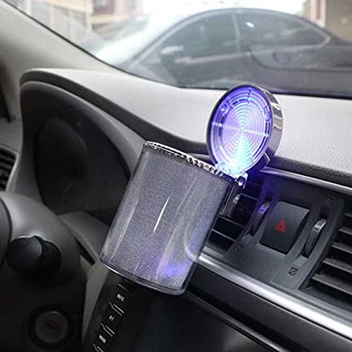 Detachable Car Ashtray with Lid & Blue LED Light - Portable Car Lighter Ashtray Set for Smoking - Ideal for Car, Home, Office & Travel Use