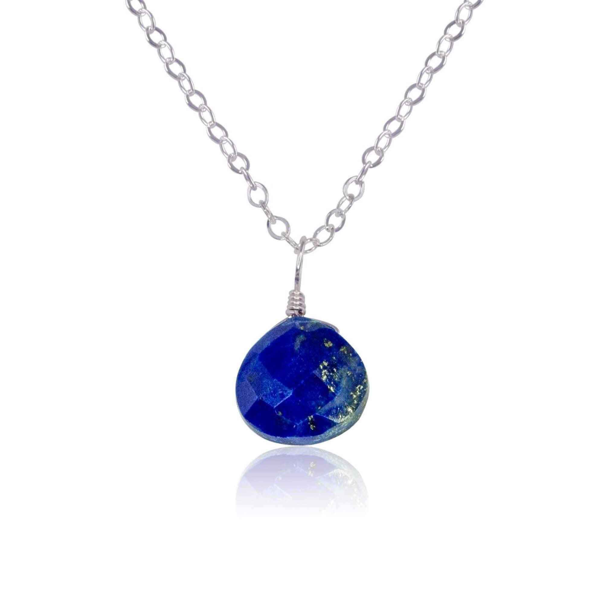 Lapis Lazuli Teardrop Crystal Pendant Necklace - Genuine Blue Stone Jewelry for Women - Perfect for Meditation, Spiritual Healing & Everyday Elegance