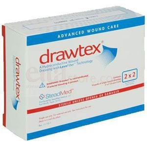 Drawtex 00302 Hydroconductive Dressing with Levafiber, 4x4 Inch Wound Care Pads - Box of 10 | Advanced Wound Healing for Chronic & Surgical Wounds | Ideal for Hospitals, Clinics & Home Healthcare