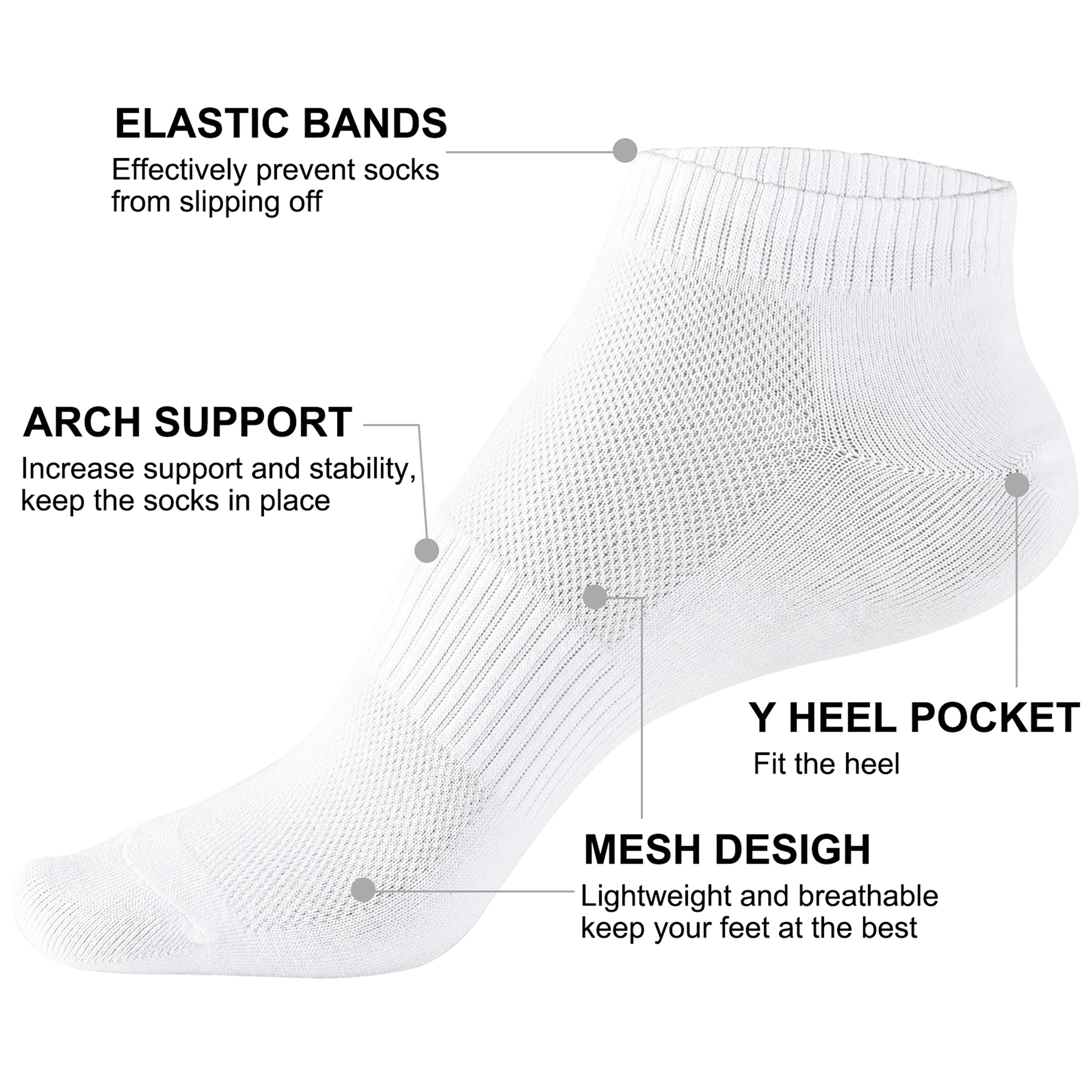 Cozi Foot 5/10 Pairs Women's Ankle Socks - Breathable Athletic Low Cut Socks for Running, Yoga & Workout - Soft Comfortable Everyday Socks for Women
