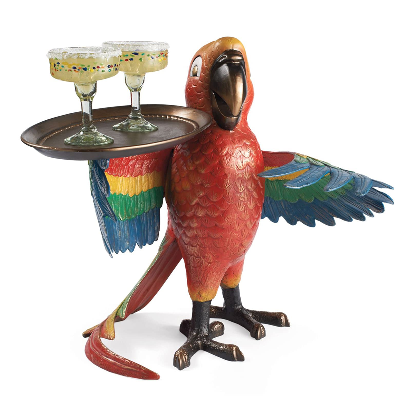 Elegant Resin Parrot Tray Holder - Tropical-Themed Decorative Serving Tray for Wine, Snacks & Keys - Perfect for Parties, Porch Decor & Home Entertaining