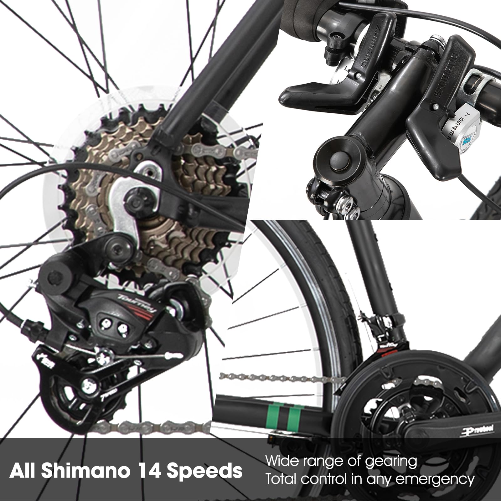 HILAND 700c Road Bike 14-Speed Aluminum Frame Lightweight Racing Bicycle - Perfect for Men & Women Commuting, Fitness & Urban Cycling Adventures