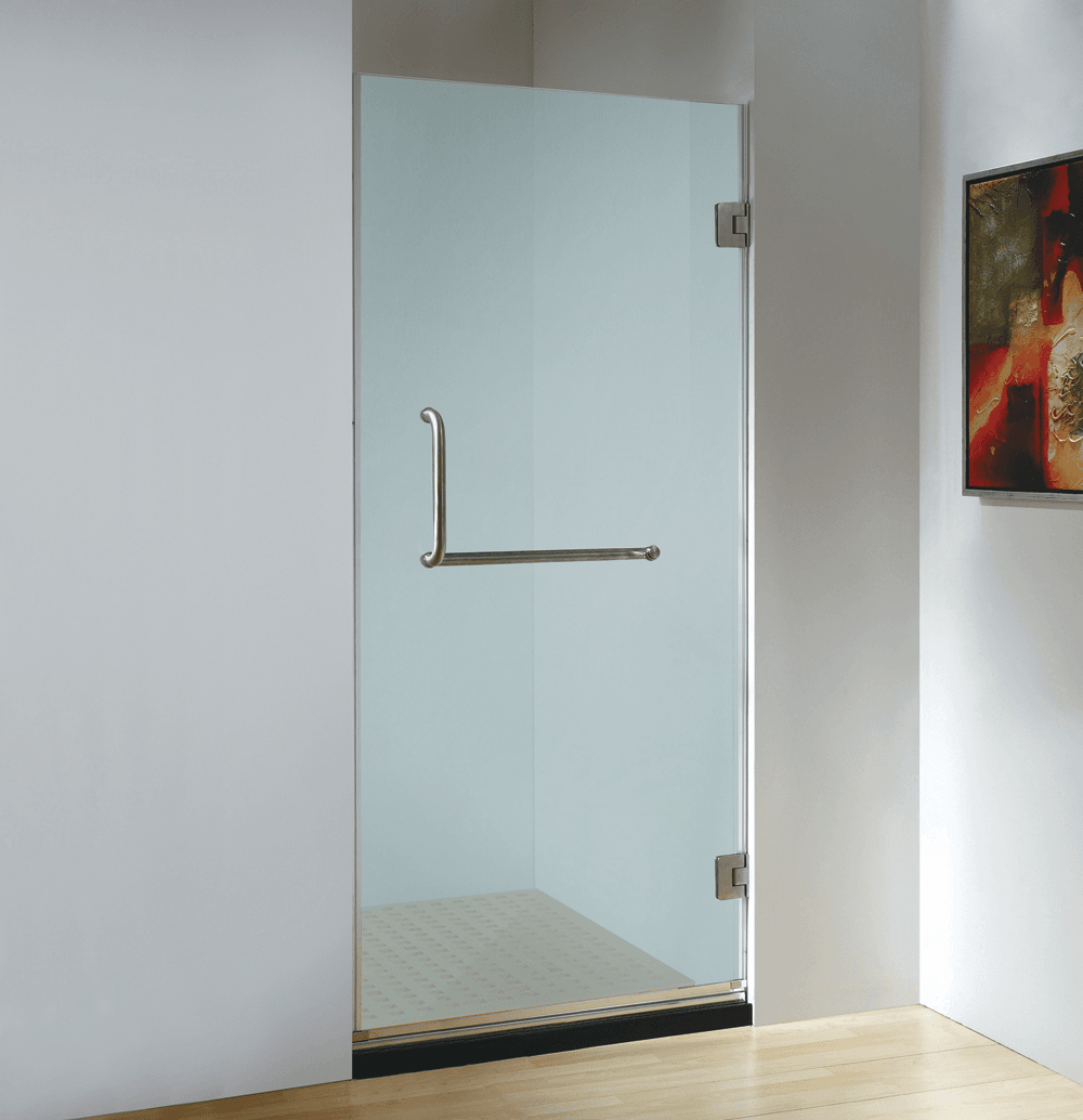 Dreamwerks 30W x 79H Frameless Hinged Shower Door - Clear & Frosted Glass Options - Perfect for Modern Bathroom Renovations and Spa-Like Showers