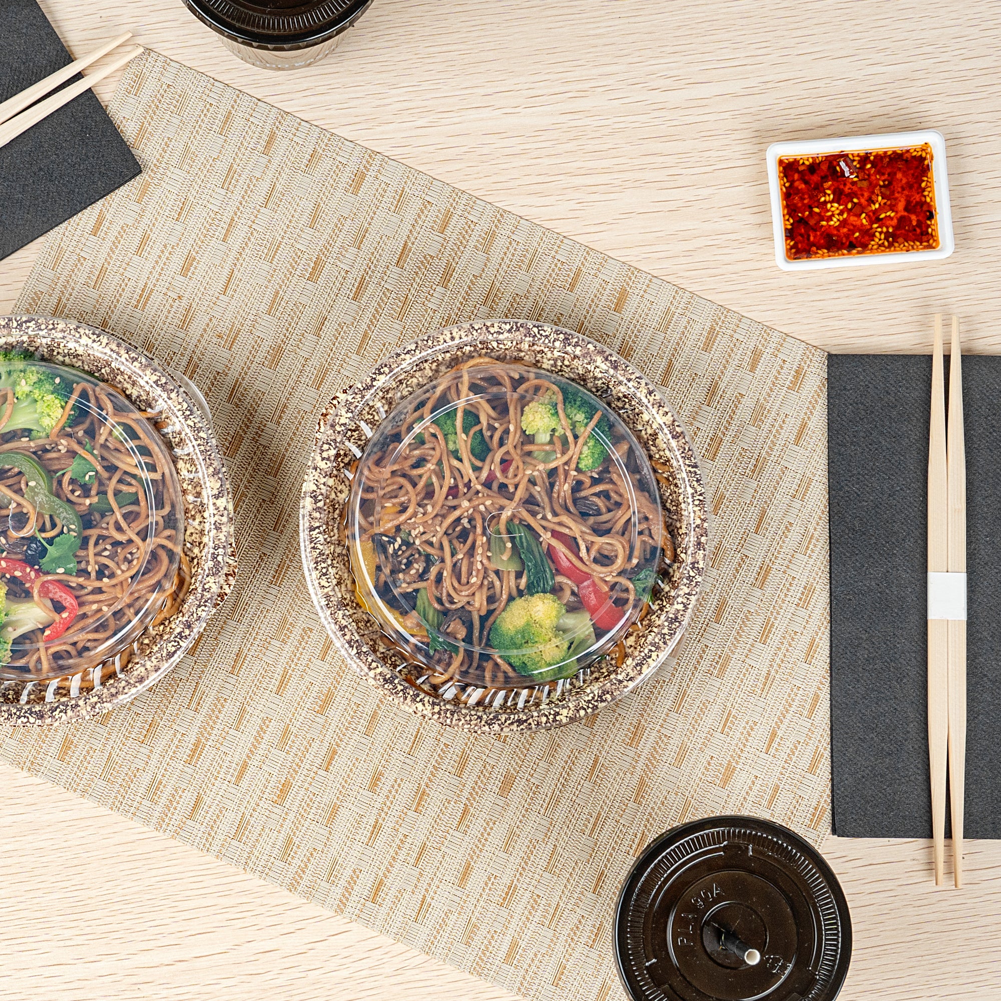 Bento Tek Round Clear Plastic Lids - 7'' x 7'' Fits 10 oz Asian Style Bowls (400 Count Box) - Perfect for Meal Prep, Bento Boxes & Food Storage