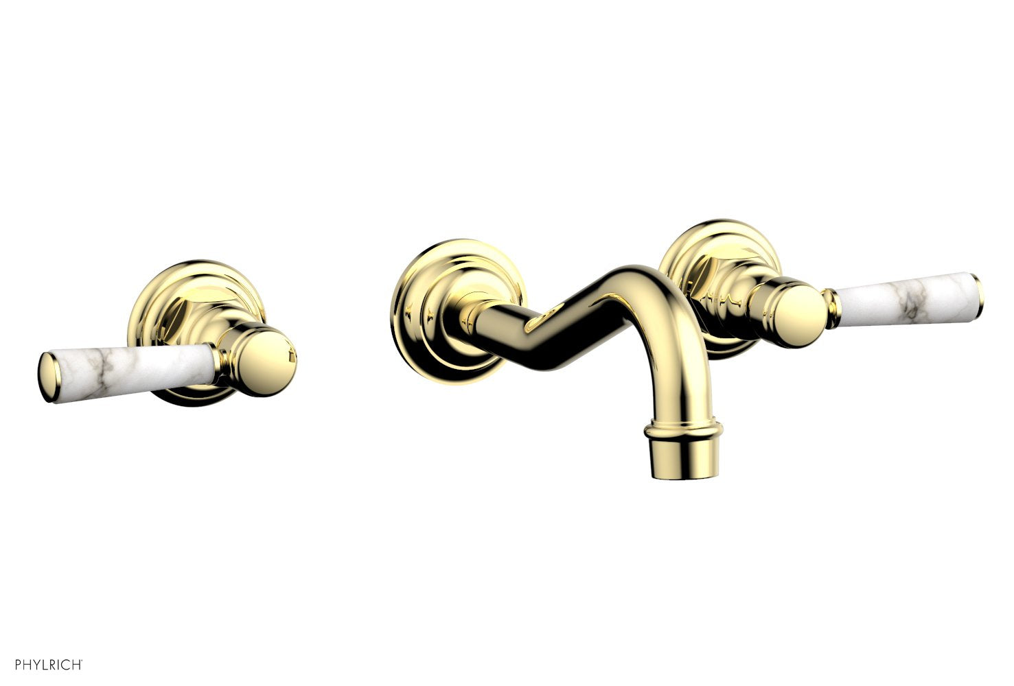 HENRI Wall Lavatory Set - White Marble Lever Handles 161 13 | Modern Bathroom Faucet & Sink Handle Set | Perfect for Bathroom Renovation & Luxury Home Decor