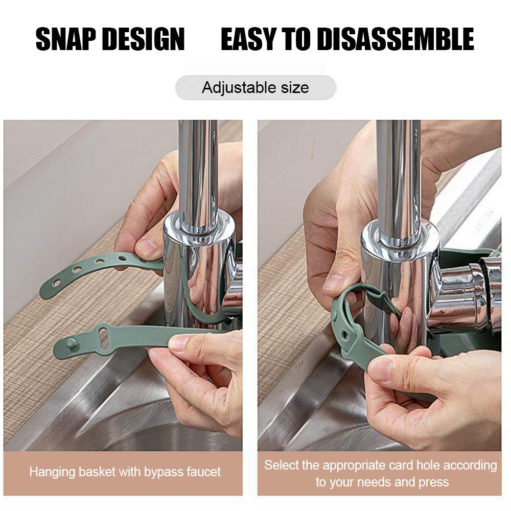 Adjustable Telescopic Kitchen Sink Organizer - 2 Pack Silicone Sponge Holder with Drain Holes & Hanging Strap | Space Saving Sink Caddy for Sponges, Brushes & Cleaning Supplies | Perfect for Small Kitchens, RV Sinks & Bathroom Organization