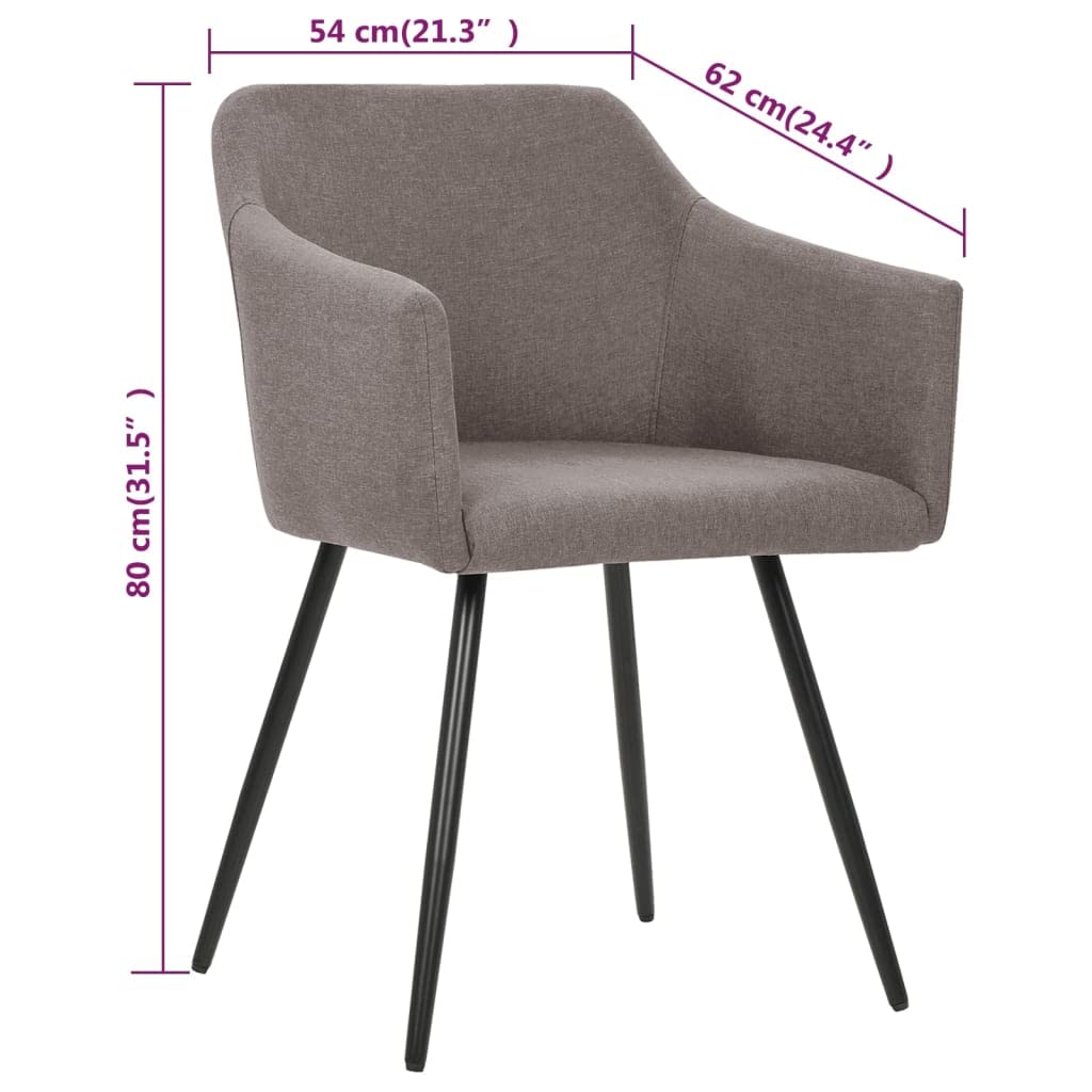vidaXL Modern Taupe Fabric Dining Chairs Set of 4 - Comfortable Ergonomic Design with Durable Metal Frame - Perfect for Dining Room, Kitchen, Restaurant & Home Decor