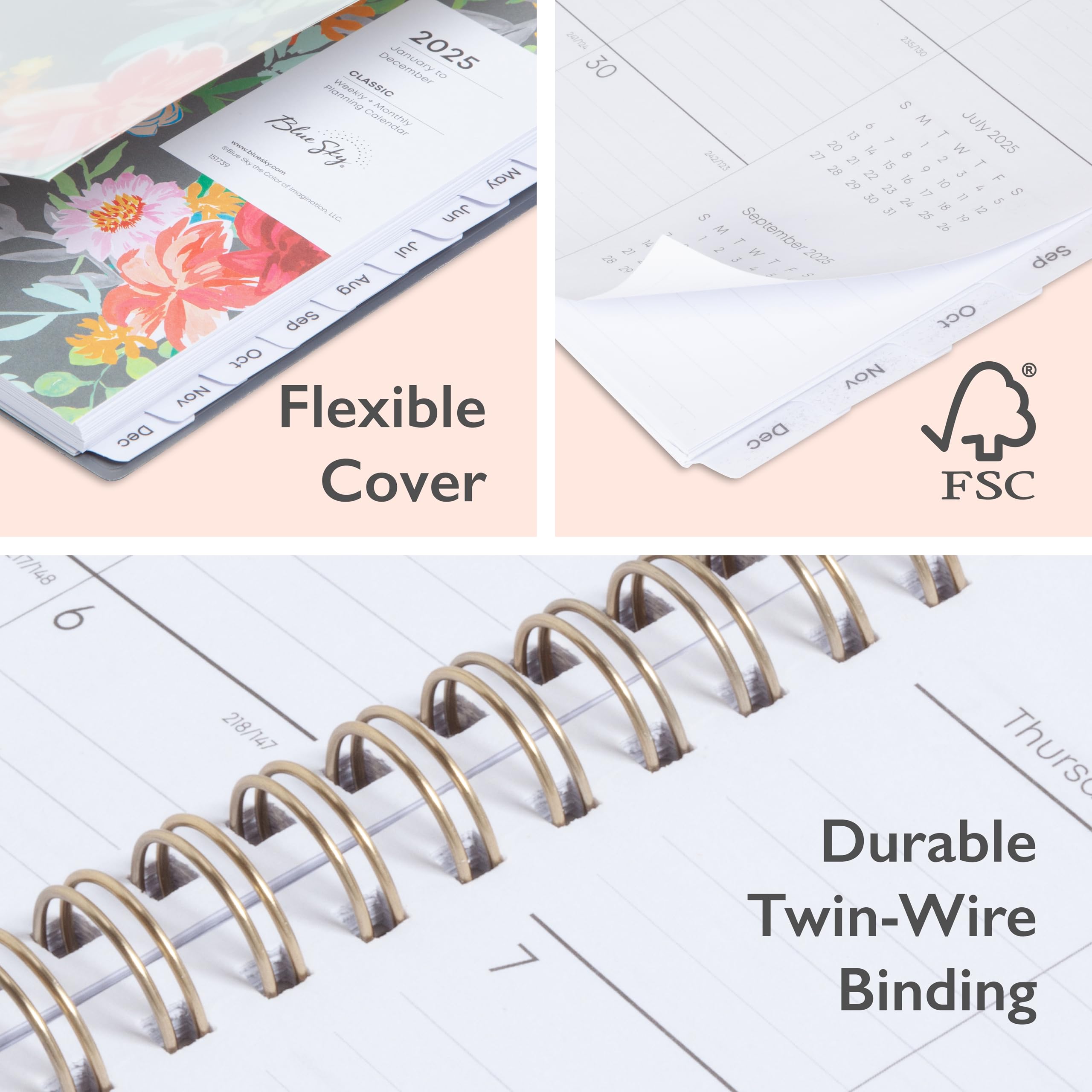 Blue Sky 2025 Weekly & Monthly Planner Calendar | Jan 2025-Dec 2025 | 5