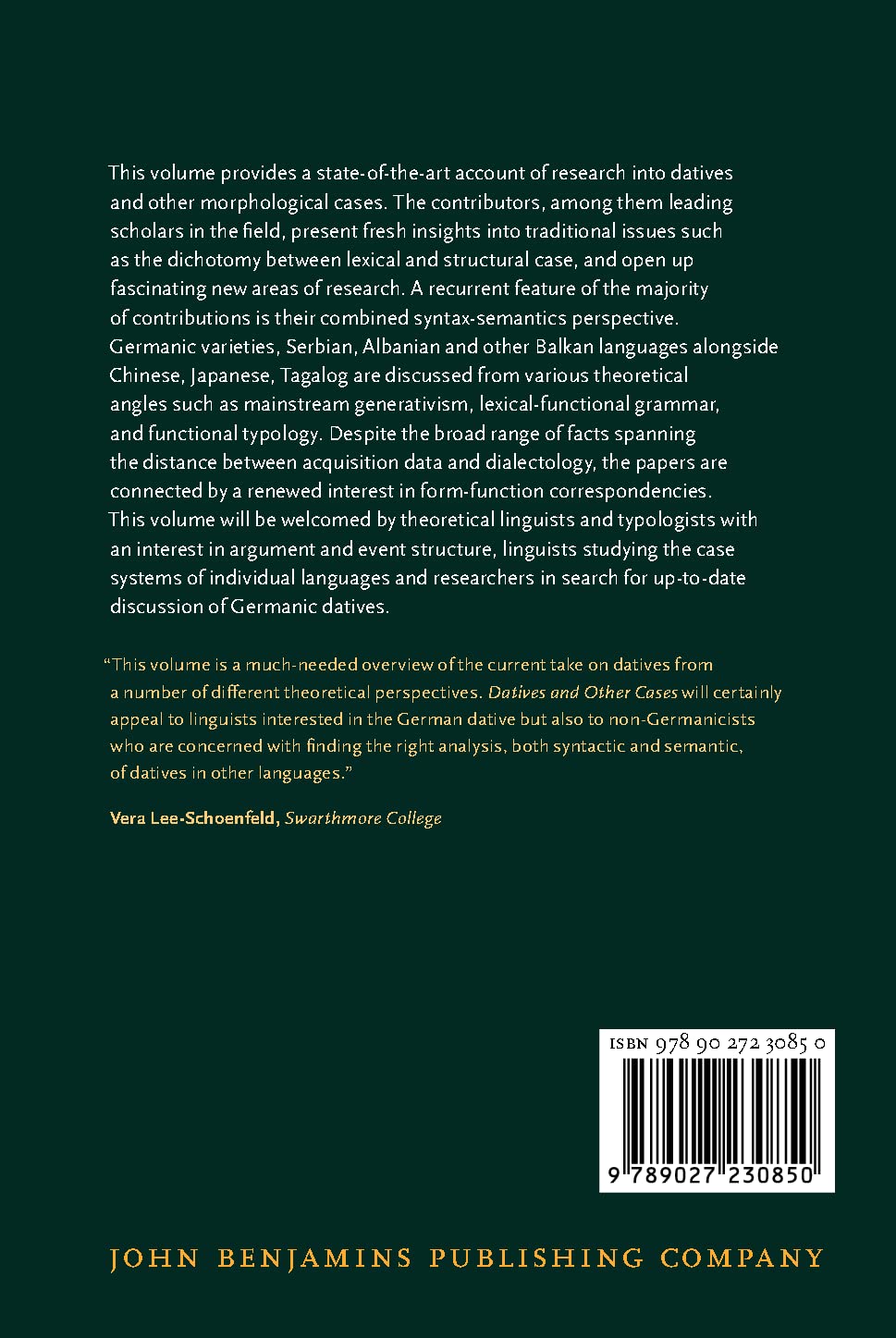 Datives and Other Cases: Linguistic Studies in Language Companion Series | Academic Research & Language Learning Resource