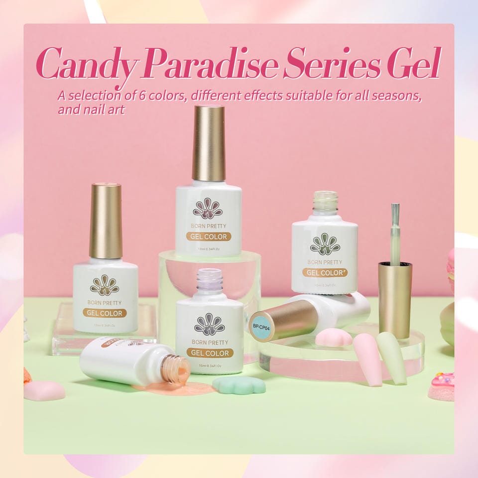 Candy Paradise Gel Nail Polish Set - 6 Vibrant Colors for Long-Lasting Manicures | Perfect for Home & Salon Nail Art, DIY Gel Polish Kits, Gift Ideas