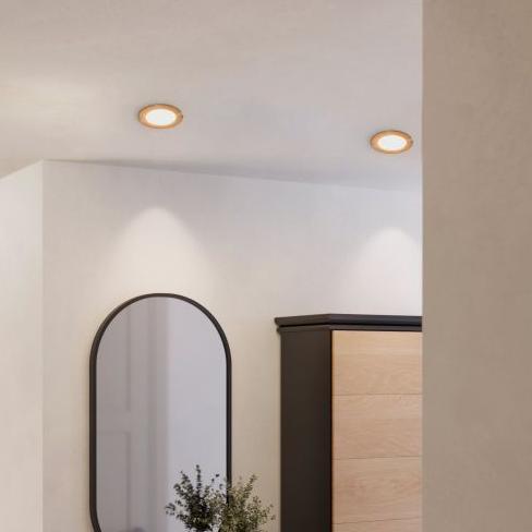 Eglo Fueva 5 Nickel LED Recessed Ceiling Light 11.7cm - Modern Dimmable Downlight for Kitchen, Bathroom & Hallway Lighting