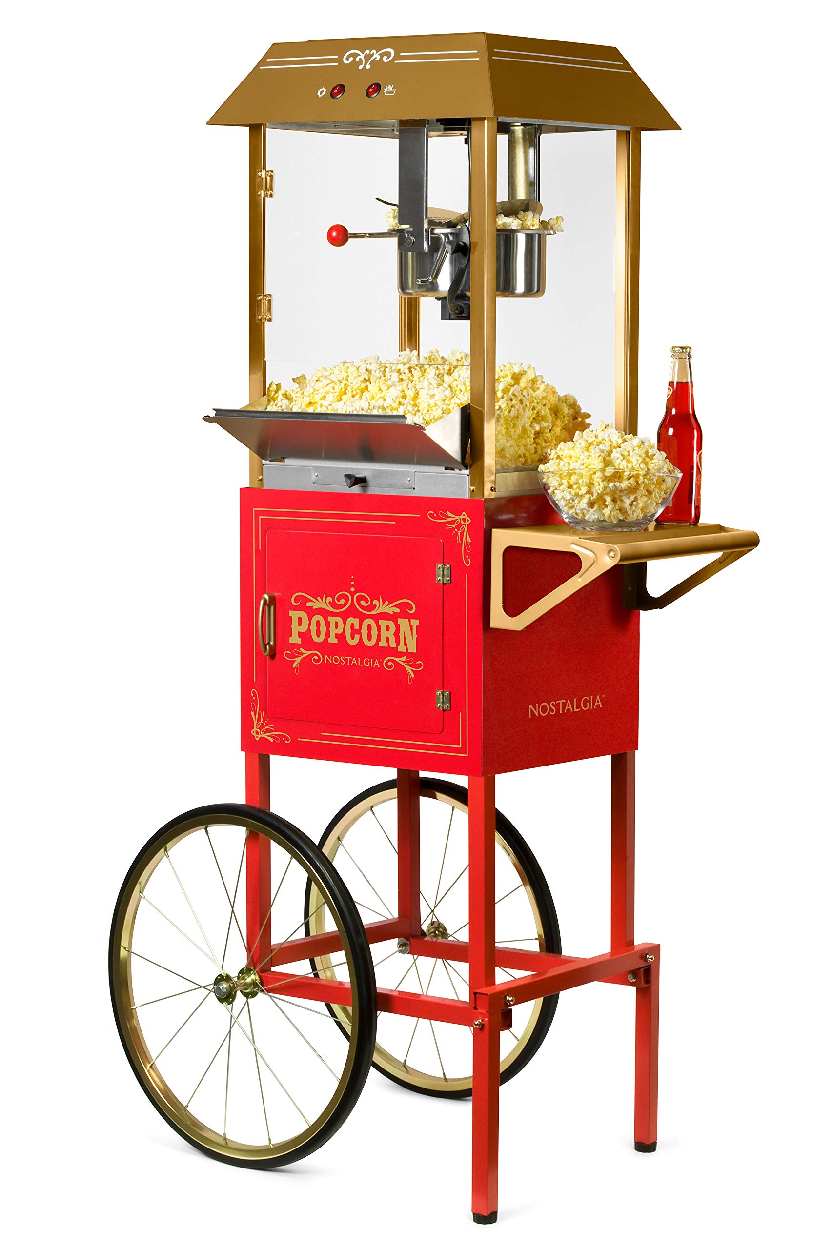 **Nostalgia Professional Popcorn Maker Machine with 10 Oz Kettle - Vintage Movie Theater Style Popcorn Cart - Makes Up to 40 Cups - Perfect for Home Theater, Parties & Events (Red)**