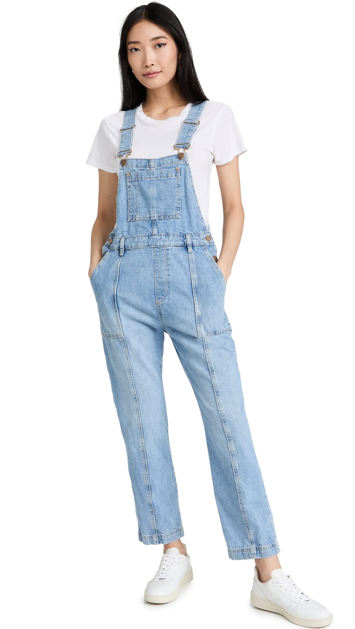 DL1961 Women's Emilie Overalls - High Waisted Denim Jumpsuit with Adjustable Straps | Perfect for Casual Outings, Weekend Brunch & Spring Fashion