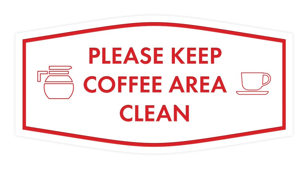 Keep Coffee Area Clean Sign - Medium Size White & Red - Perfect for Offices, Kitchens & Break Rooms