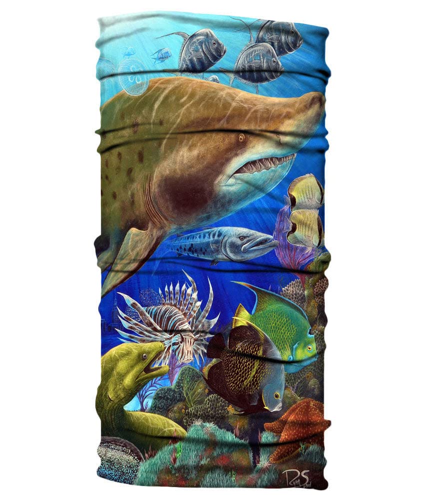 Ocean Theme Neck Gaiter - UPF 50+ UV Protection Face Mask Shield for Outdoor Activities, Hiking, Cycling & Beach