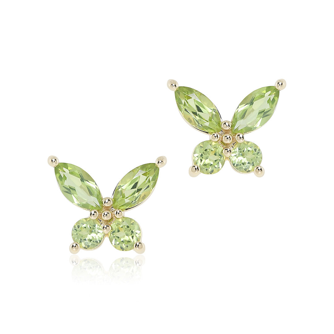 Peridot Papillon Earrings – Dainty Butterfly Studs for Women | Perfect for Weddings, Parties & Everyday Elegance
