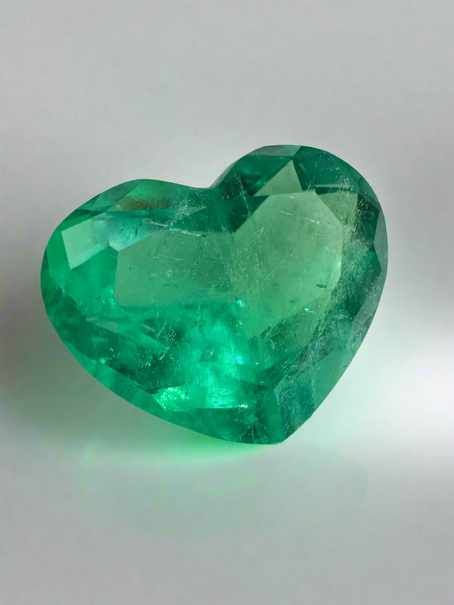 2.76 Carat 9x11mm Bright Medium Green Natural Loose Colombian Emerald Heart Cut Gemstone for Jewelry Making, Engagement Rings & Luxury Gifts