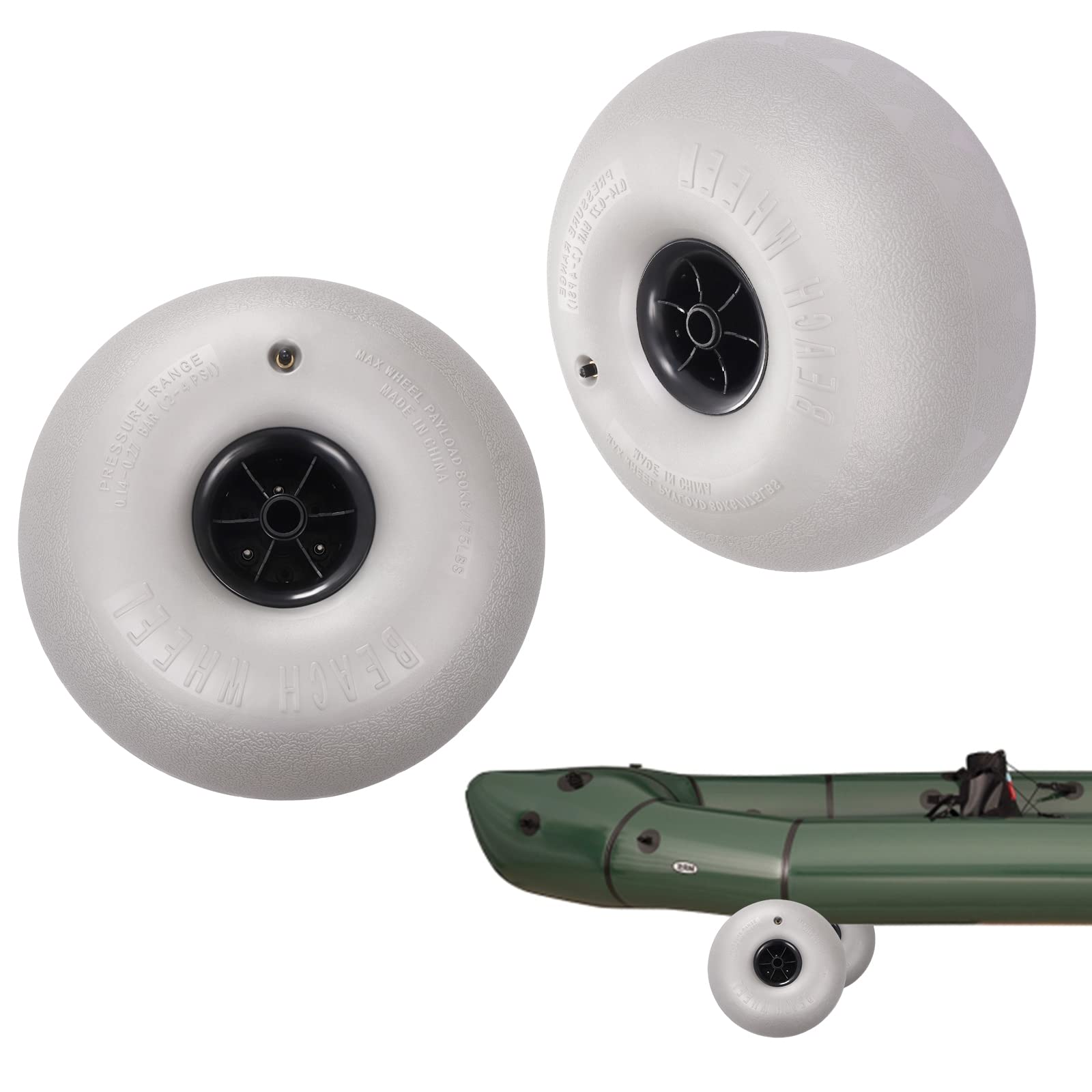 Balloon Wheels & Tires for Beach Carts - 2-Pack Replacement with 20mm Axle Hole - Perfect for Kayak Dolly, Canoe Carts & Beach Buggies - Ideal for Sandy Beaches, Lakeshores & Outdoor Adventures