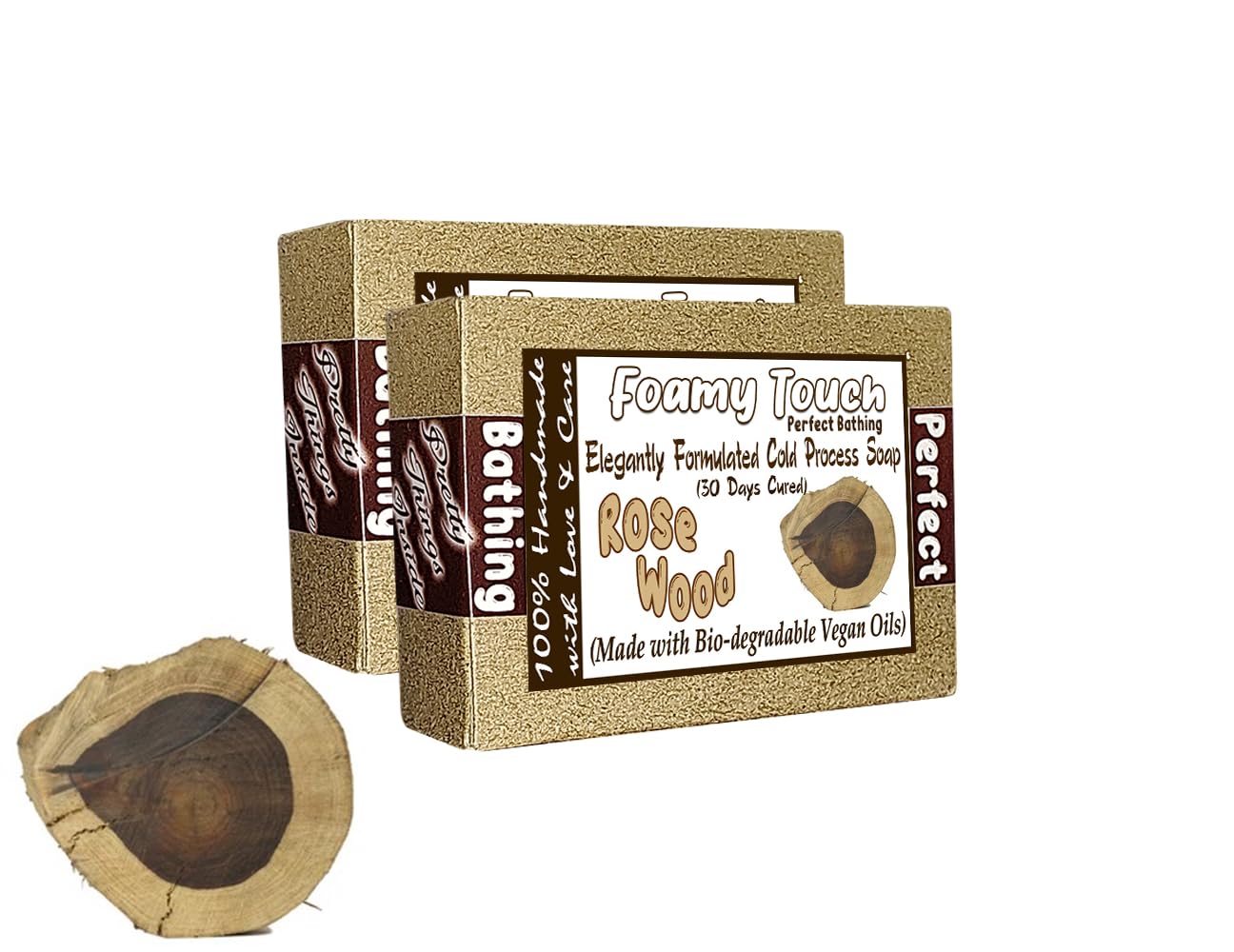 ROSE WOOD Skin Nourishing Soap - Cold Processed Vegan Bath Bar with Biodegradable Oils for Gentle Cleansing | Handmade Foamy Soap for Dry & Sensitive Skin | Perfect for Daily Shower, Spa Day & Gift Sets (2 Pack)