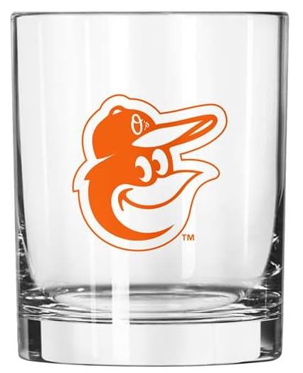 Boelter Brands MLB Baltimore Orioles 14oz Rocks Glass - Whiskey, Old Fashioned & Scotch Drinking Glass - Perfect for Game Day, Home Bars & Sports Fan Gifts