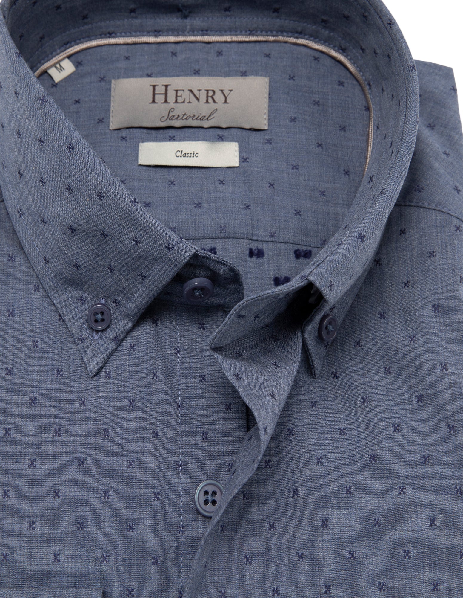 Henry Sartorial Casual Cross Shirt for Men - Navy Blue Button Down Shirt | Comfortable Office Wear & Weekend Outfits