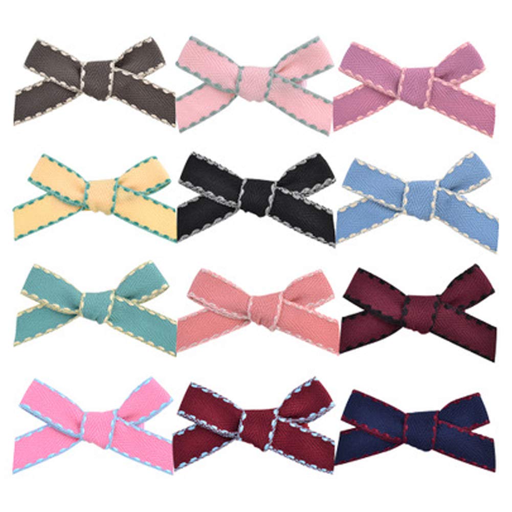 12PCS Hair Bow Clips for Toddlers & Baby Girls - 2.7 Inch Alligator Hair Barrettes for Kids, School Girls with Fine Hair - Perfect for School, Parties & Daily Outfits (Pack of 12, Style B)