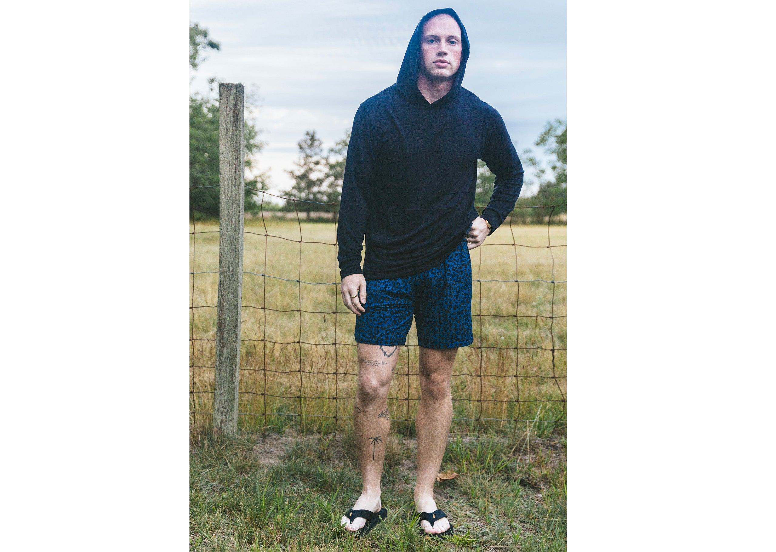 4 Pocket Lounge Shorts for Men - Comfortable Casual Shorts with Midnight Leopard Print | Perfect for Home, Gym, and Outdoor Activities