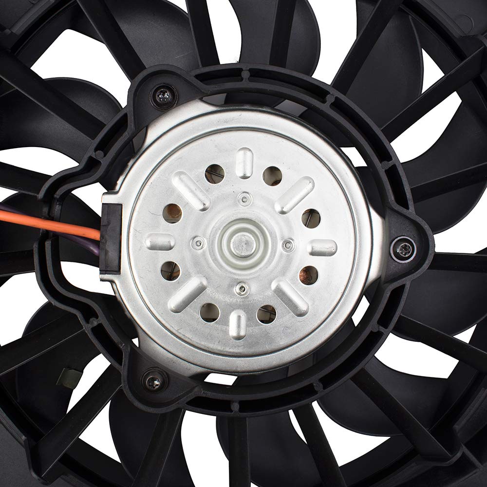Brock Replacement Dual Cooling Fan Assembly for 2002-2009 Audi A4, A4 Quattro & A4 Cabriolet 4-Cylinder - Compatible with Part Numbers 8E0121207F & AU3115107 - Perfect for Engine Cooling System Repair & Maintenance