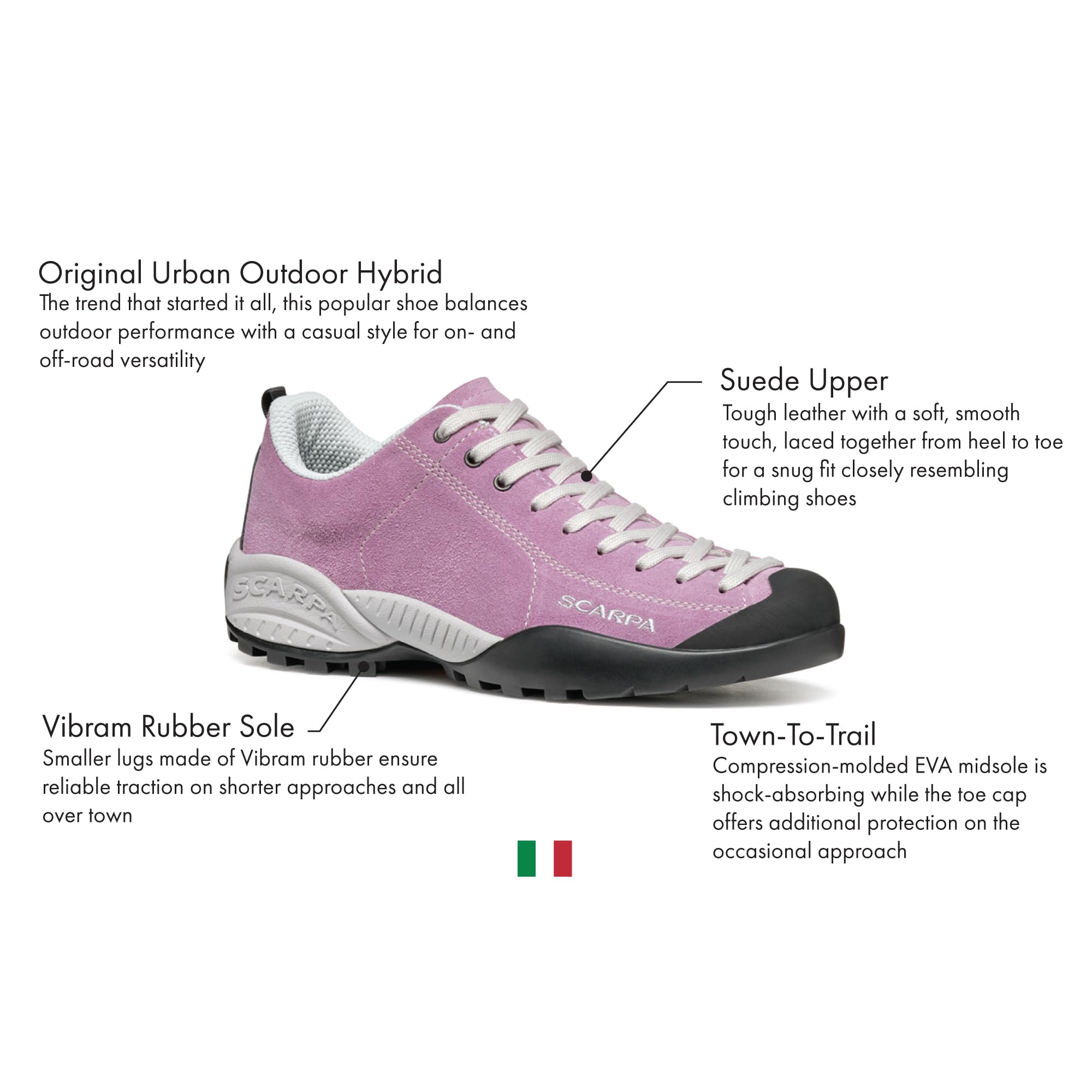 SCARPA Women's Mojito Lightweight Hiking Shoes - Breathable Leather Outdoor Walking Shoes for Trail Running, Travel & Casual Wear