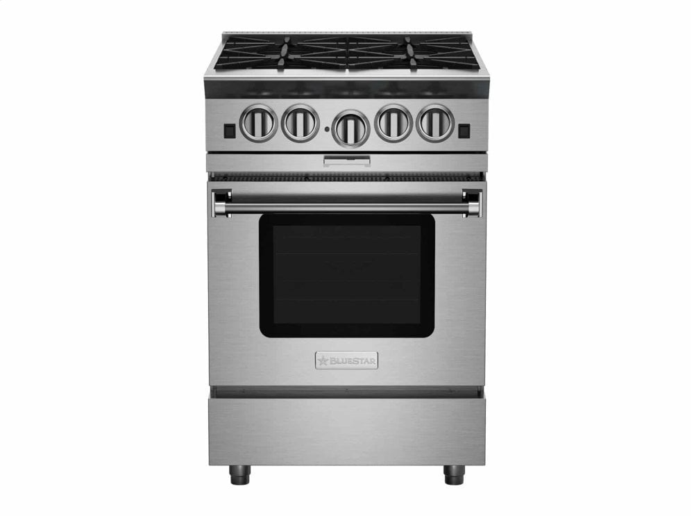 Bluestar BSP244B 24-Inch Platinum Series Gas Range - Professional 4 Burner Cooktop with Convection Oven, Stainless Steel - Perfect for Home Chefs & Gourmet Cooking