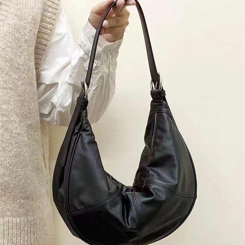 Stylish Leather Half Moon Shoulder Bag for Women - Crossbody Purse with Adjustable Strap - Perfect for Work, Travel & Everyday Use