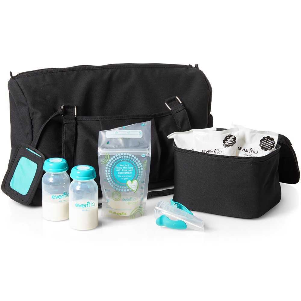 Evenflo Breast Pump Accessories Kit - Compatible with Most Breast Pumps - Includes Storage Bags & Nipple Shields - Perfect for Working Moms & On-the-Go Pumping (Black)