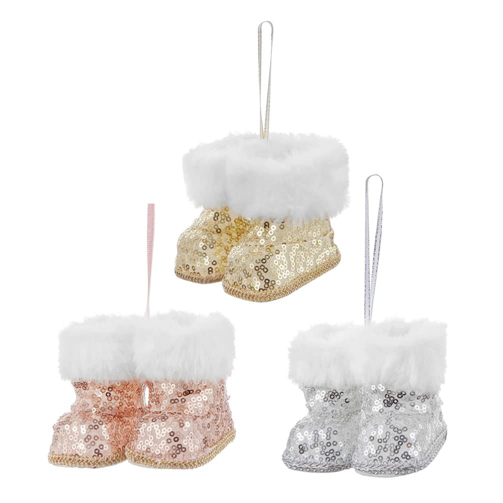 PRETYZOOM 3PCS Christmas Candy Boots - Santa Gift Stocking, Snack Pen Holder & Xmas Tree Ornaments (3 Colors) - Perfect for Holiday Home Decor, Party Favors and Festive Gift Giving