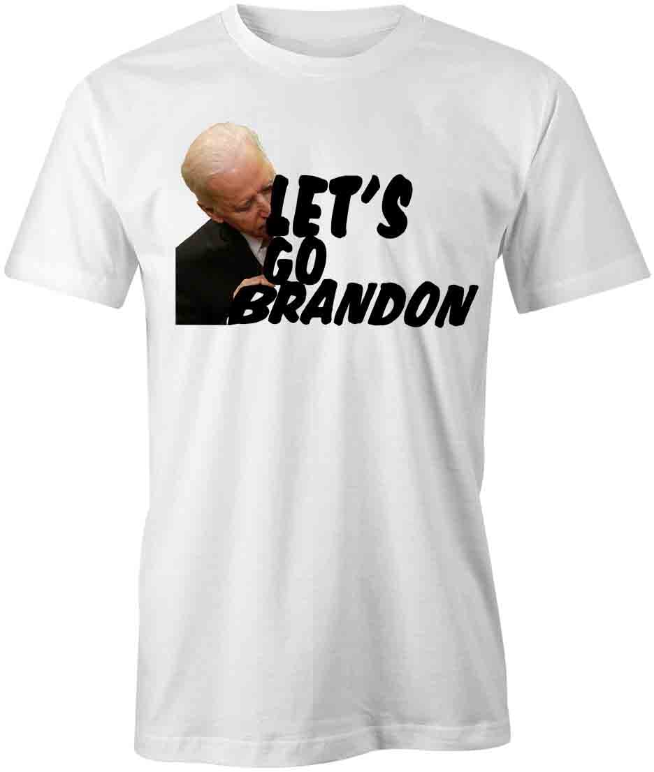 Let's Go Brandon T-Shirt - White Printed Graphic Tee | Political Humor Shirt, Funny Republican Apparel, FJB Biden Slogan | Great for Protests, Rallies & Conservative Events