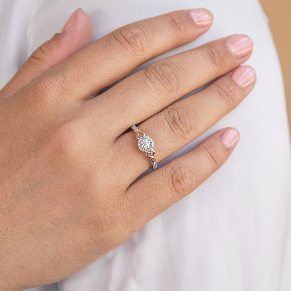 10 Carat White Gold Diamond Ring with Pink Sapphires & Rose Gold Accents - Elegant Engagement, Wedding & Anniversary Jewelry Gift for Women