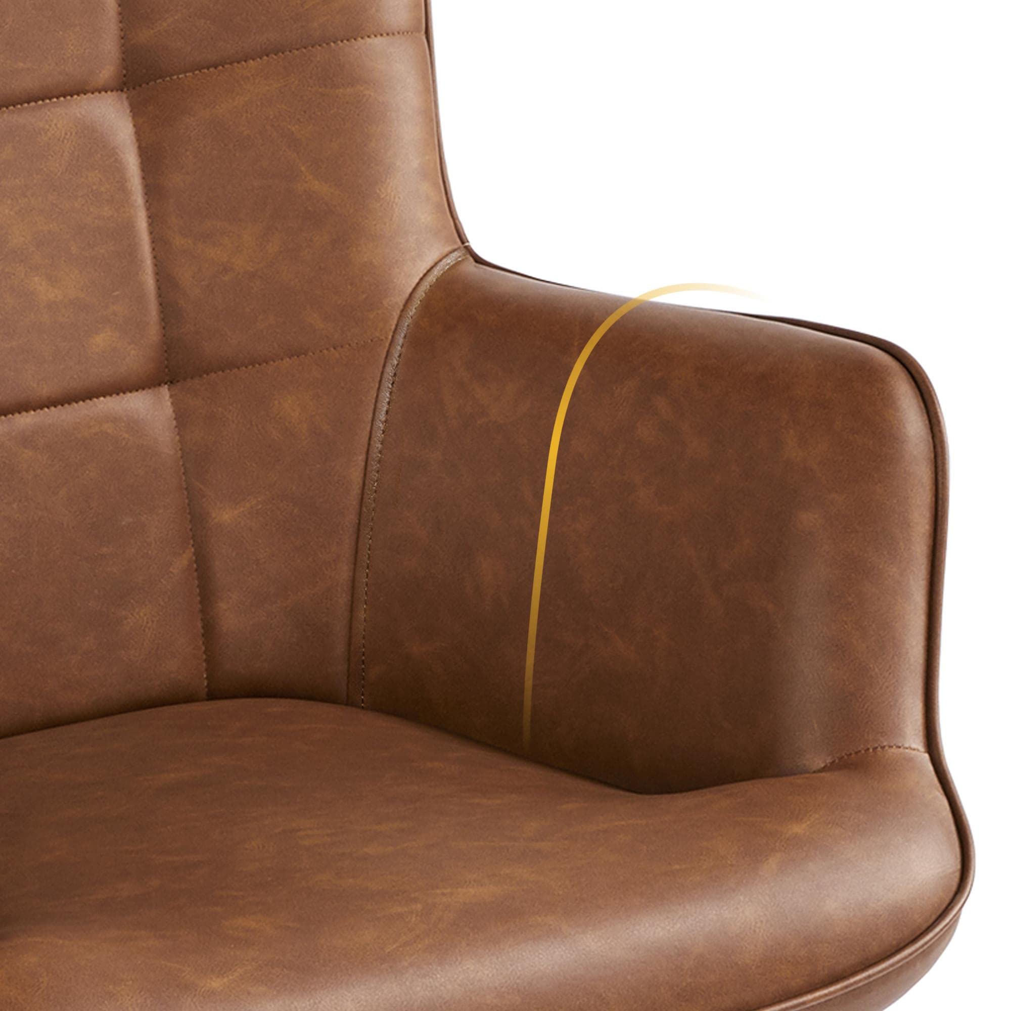 Premium PU Leather Accent Chair - Modern Tufted High Back Armchair, Oversized Vanity & Reading Chair for Living Room, Bedroom, Home Office - Brown (Perfect for Relaxing, Reading & Home Decor)