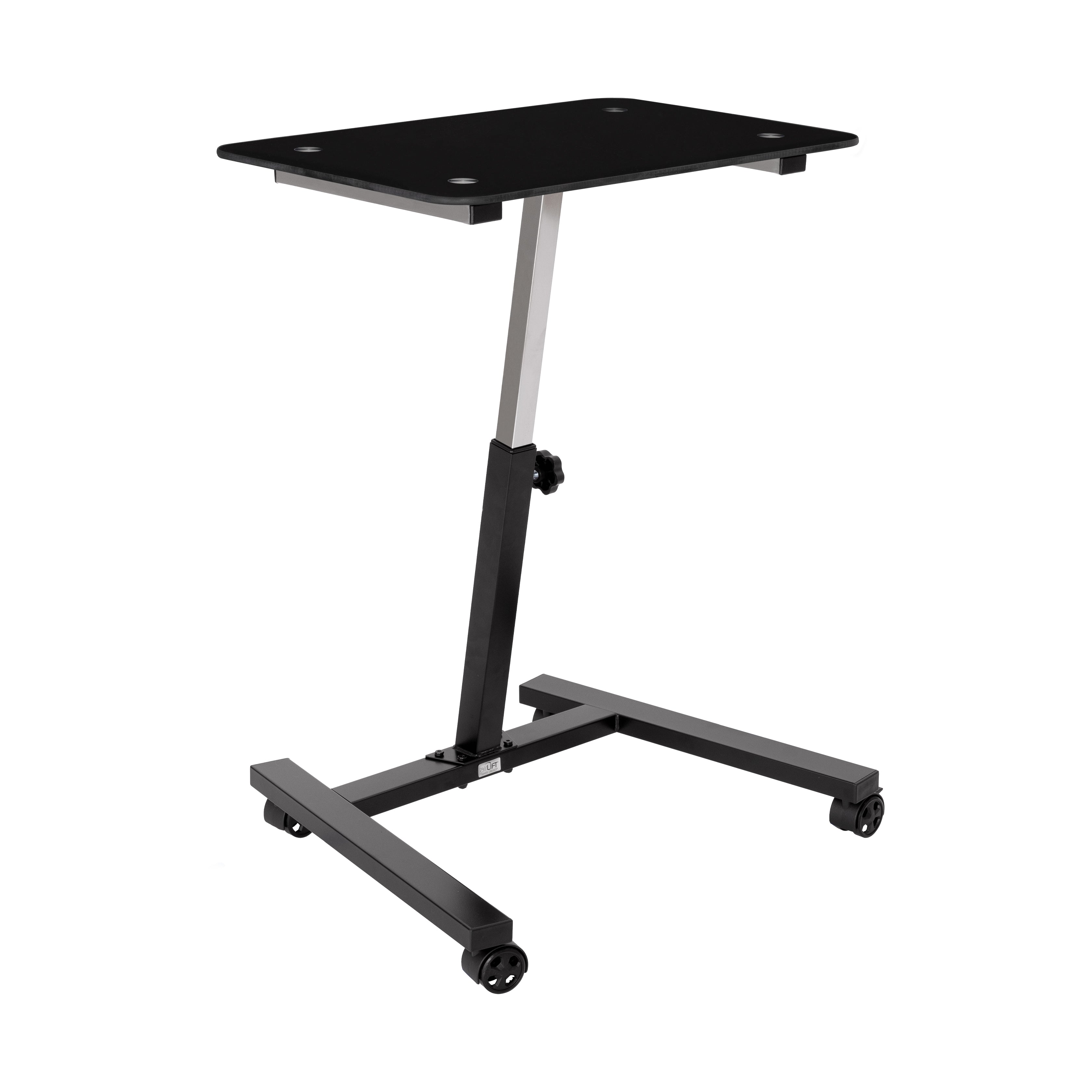 airLIFT® Tempered Glass Mobile Desk - Adjustable Height Standing Desk for Home Office, Gaming & Workstation - Perfect for Remote Work, Study & Computer Use