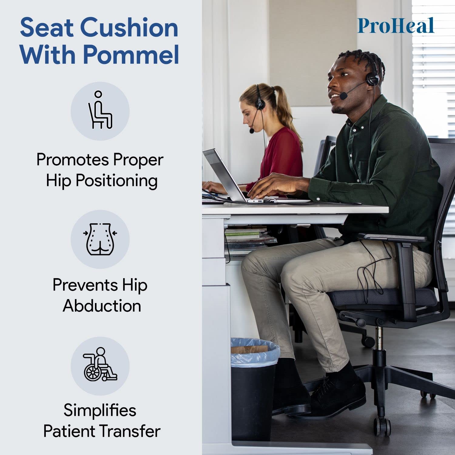 Premium Gel Wedge Seat Cushion with Pommel - 22